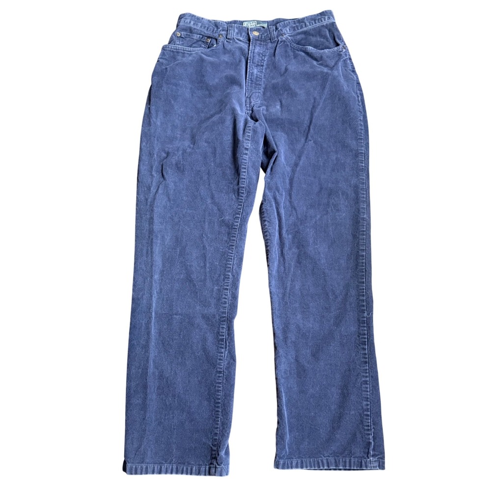 Polo Ralph Lauren Mens Navy Blue Corduroy Straight Leg Pants 32x30 (Fits 31x28)